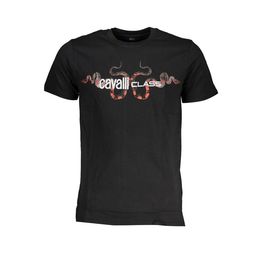 Schwarzes Baumwoll-T-Shirt der Cavalli Class