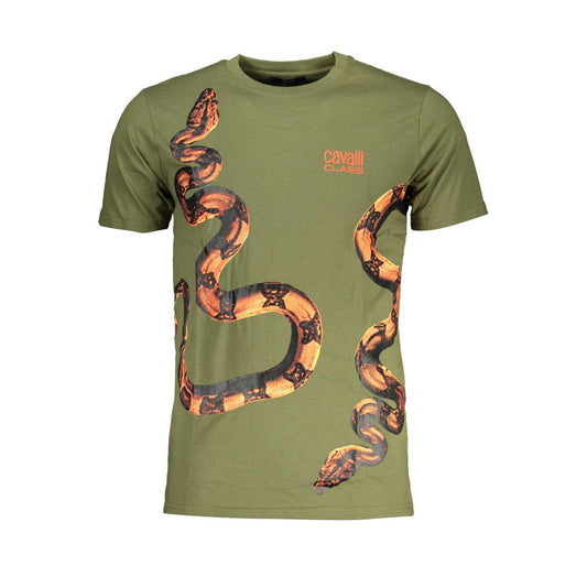 Grünes Baumwoll-T-Shirt der Cavalli Class