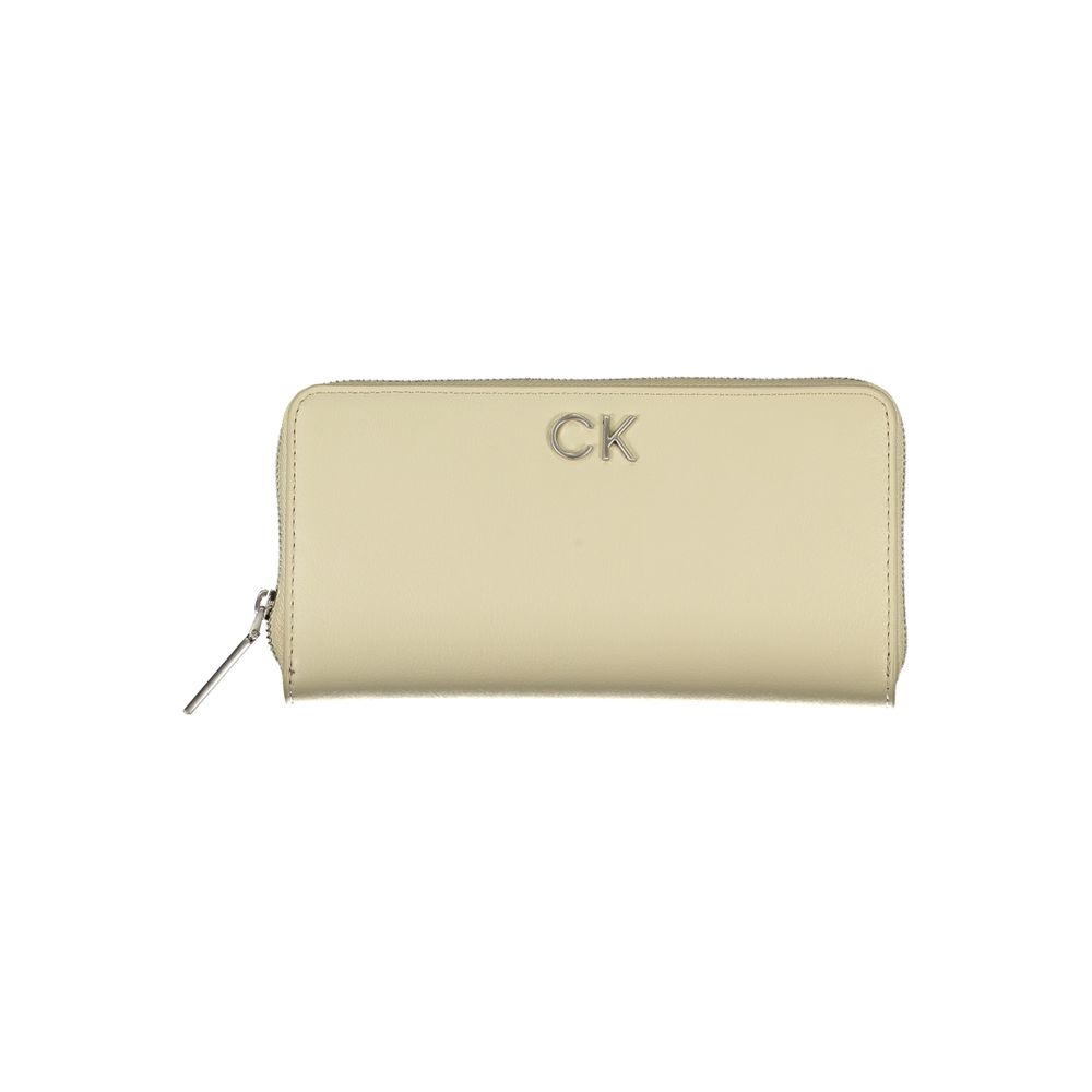 Calvin Klein – Elegante, beige Geldbörse mit Reißverschluss und RFID-Blockierung
