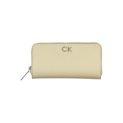 Calvin Klein – Elegante, beige Geldbörse mit Reißverschluss und RFID-Blockierung