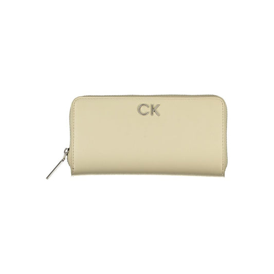 Calvin Klein – Elegante, beige Geldbörse mit Reißverschluss und RFID-Blockierung