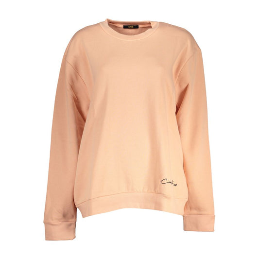 Cavalli Class Elegantes Langarm-Sweatshirt aus rosa Fleece