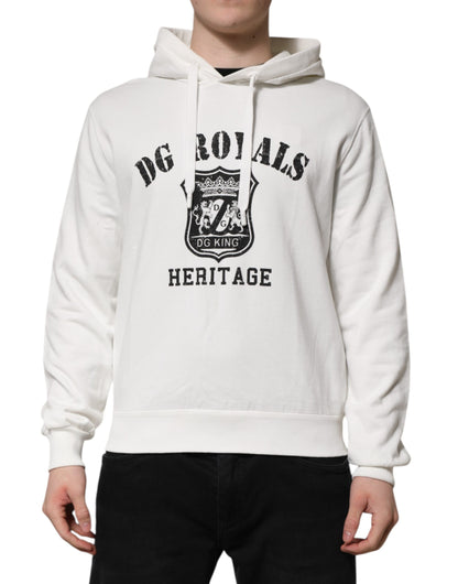 Dolce &amp; Gabbana – Kapuzenpullover aus weißer Baumwolle mit DG ROYAL-Print