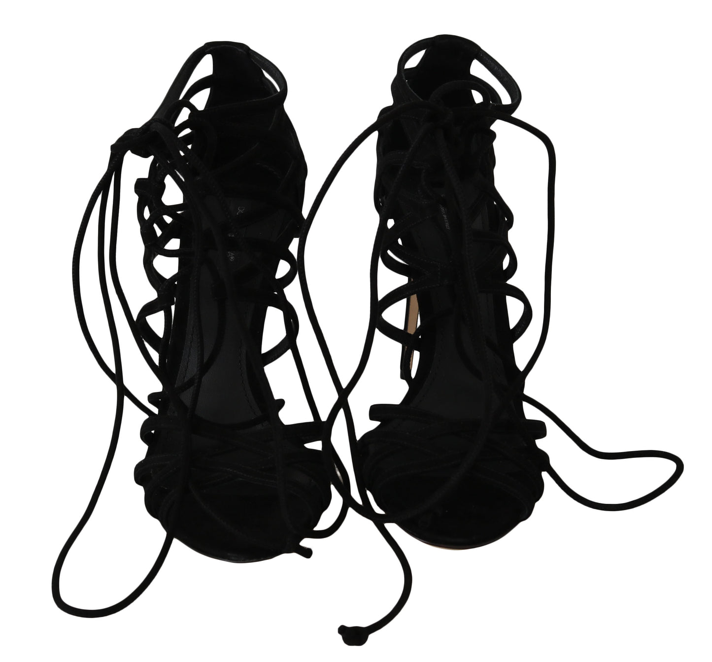 Dolce &amp; Gabbana – Schwarze Stiletto-Sandalen mit Wildlederriemen