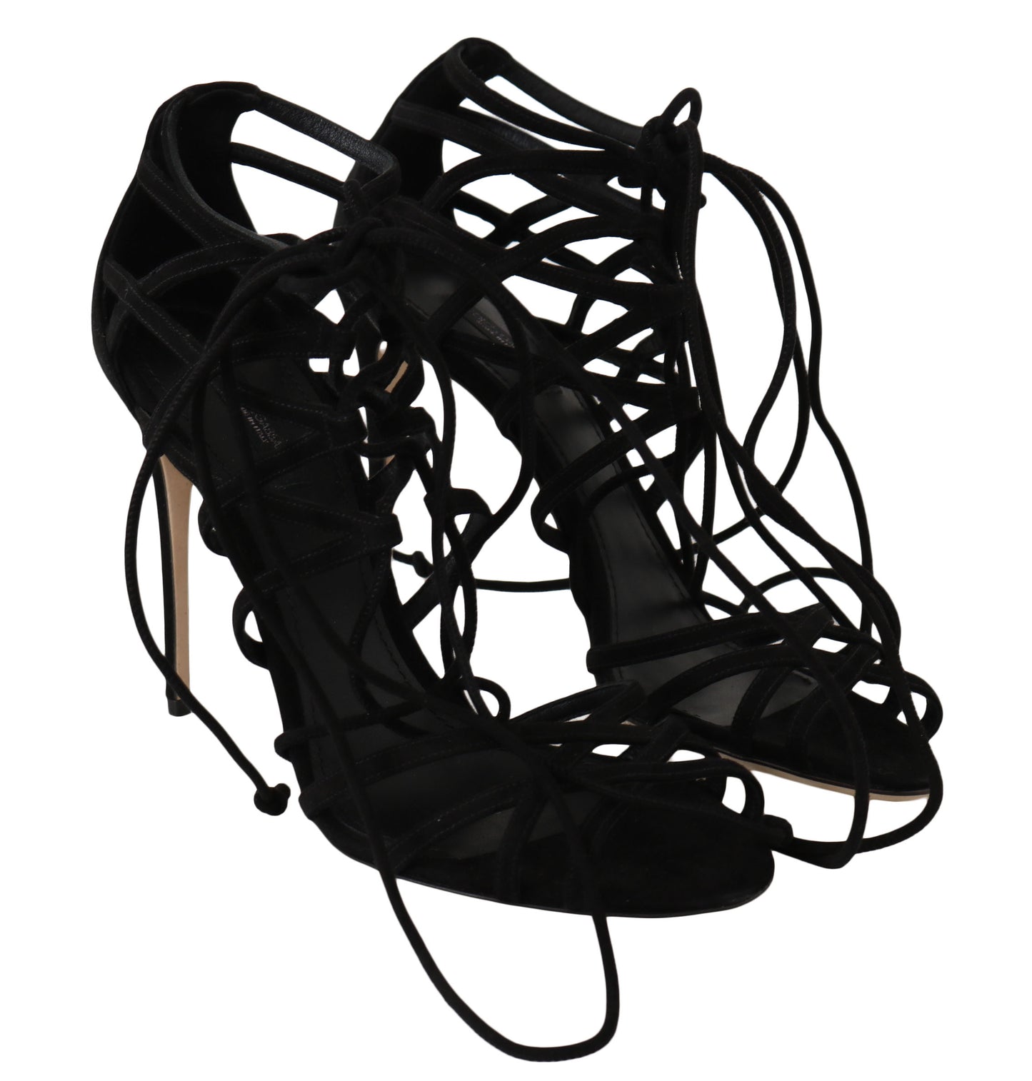 Dolce &amp; Gabbana – Schwarze Stiletto-Sandalen mit Wildlederriemen