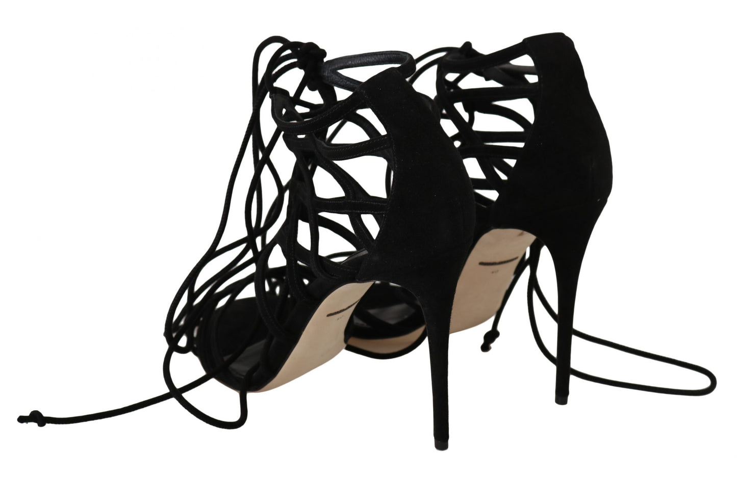 Dolce &amp; Gabbana – Schwarze Stiletto-Sandalen mit Wildlederriemen