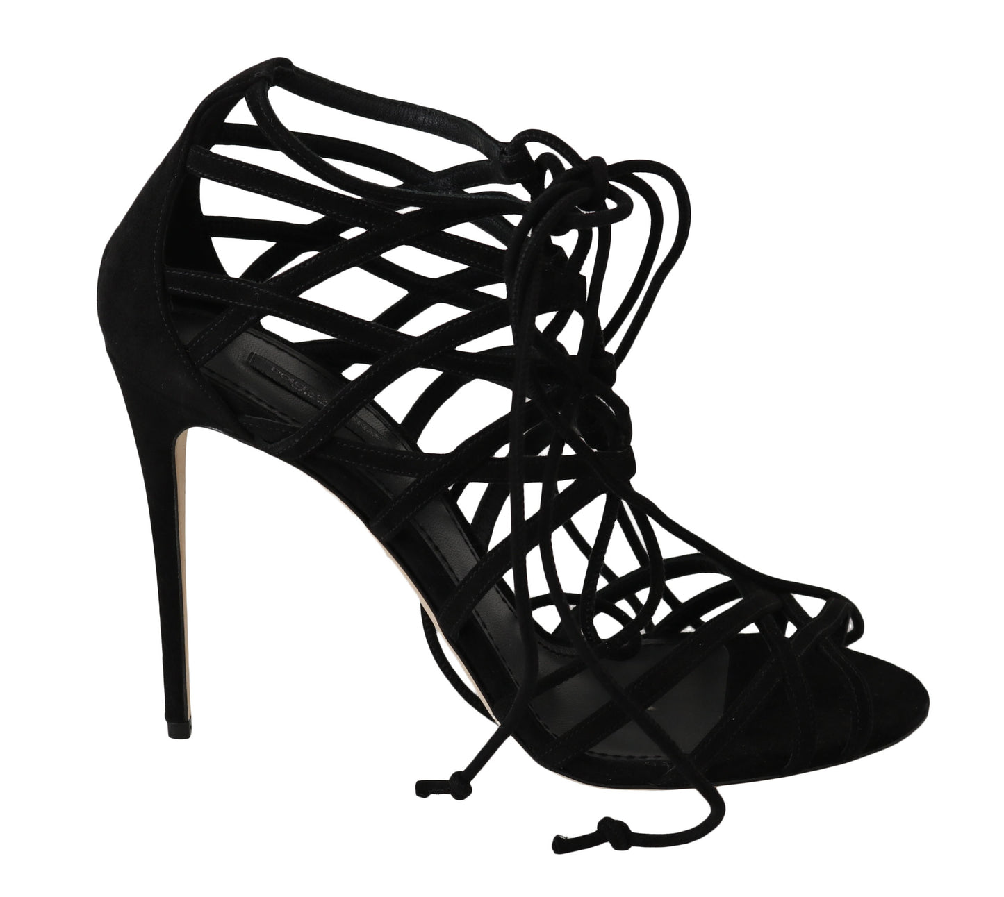 Dolce &amp; Gabbana – Schwarze Stiletto-Sandalen mit Wildlederriemen