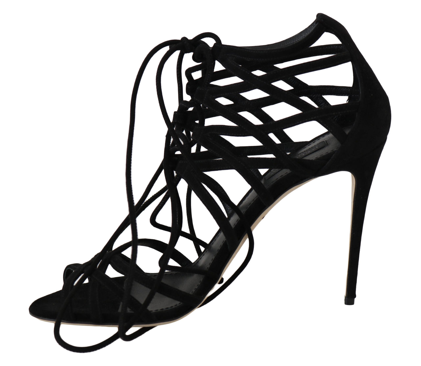 Dolce &amp; Gabbana – Schwarze Stiletto-Sandalen mit Wildlederriemen