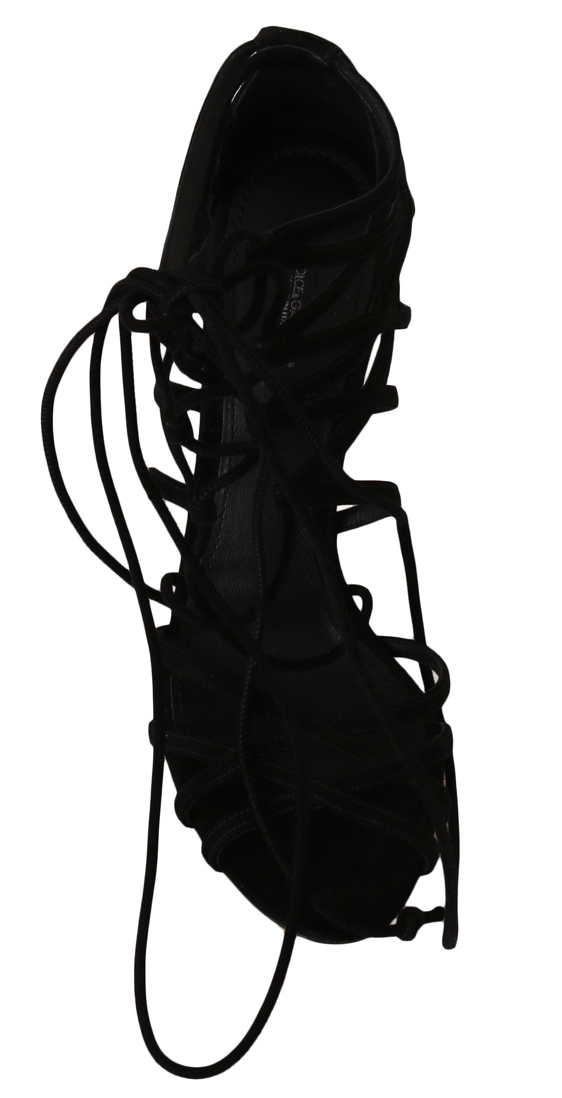 Dolce &amp; Gabbana – Schwarze Stiletto-Sandalen mit Wildlederriemen