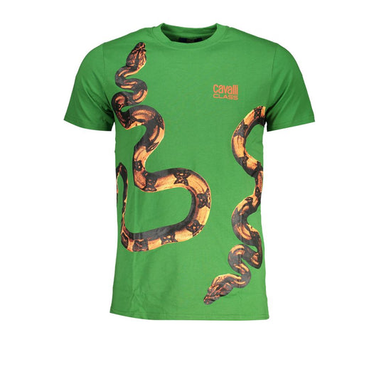 Grünes Baumwoll-T-Shirt der Cavalli-Klasse