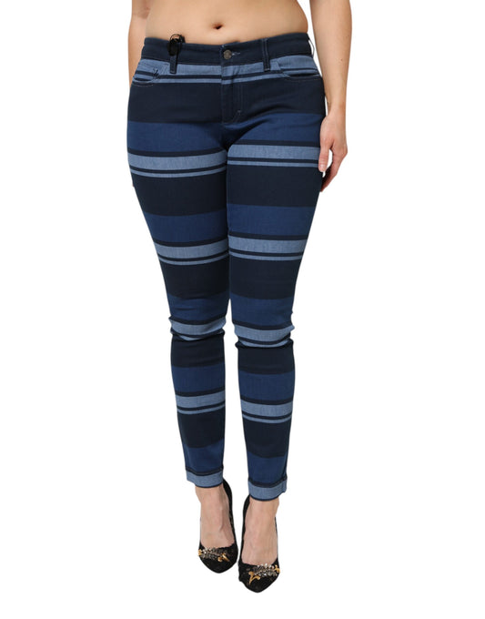 Dolce &amp; Gabbana Blau gestreifte Jeans aus Baumwollstretch