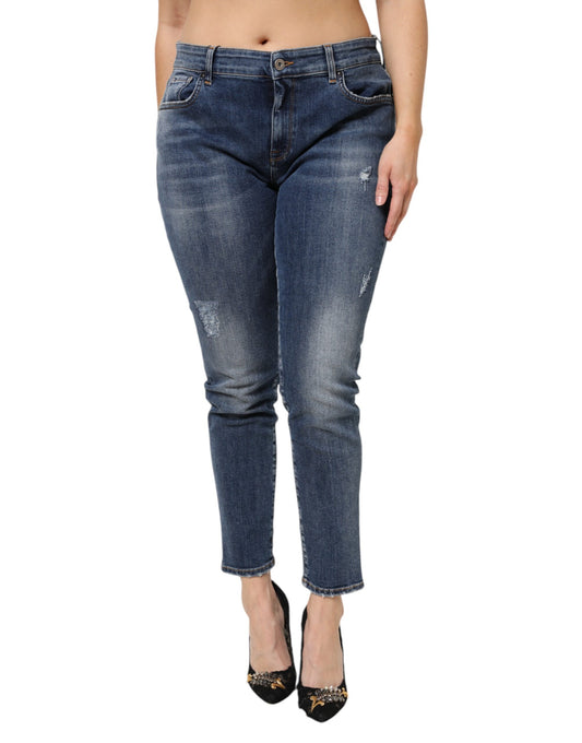 Dolce &amp; Gabbana – Blaue Jeans aus gewaschener Baumwolle mit niedriger Taille