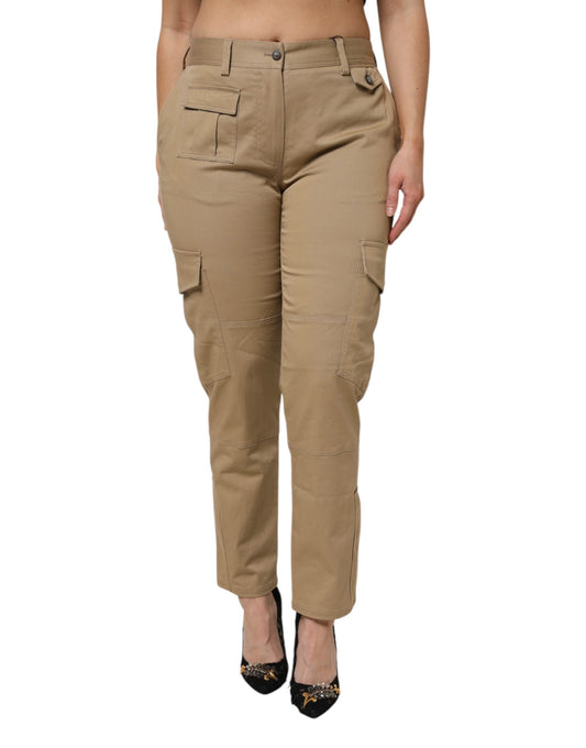 Dolce &amp; Gabbana – Cargo-Schmal zulaufende Hose aus brauner Baumwolle