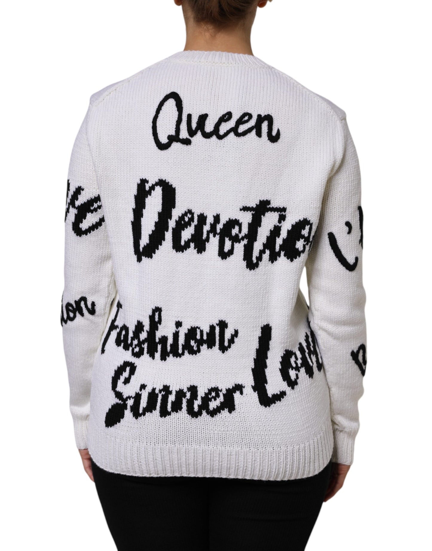 Dolce &amp; Gabbana – Weißer Pullover aus Wollstrick mit Rundhalsausschnitt