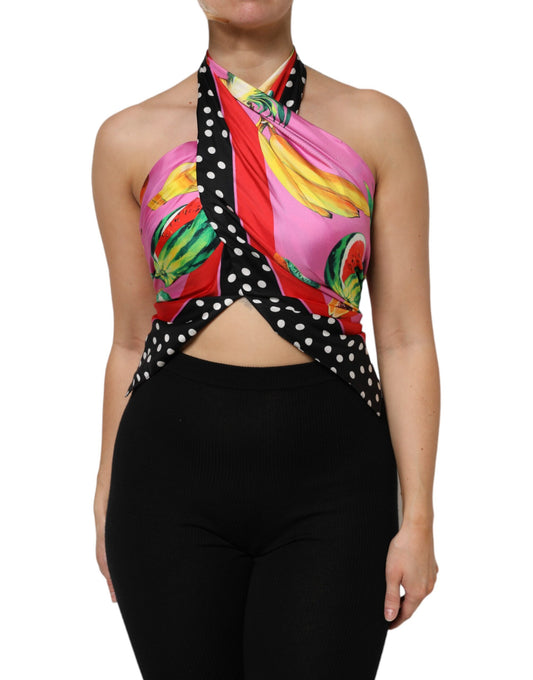 Dolce &amp; Gabbana – Mehrfarbiges Neckholder-Crop-Top für Party und Abend