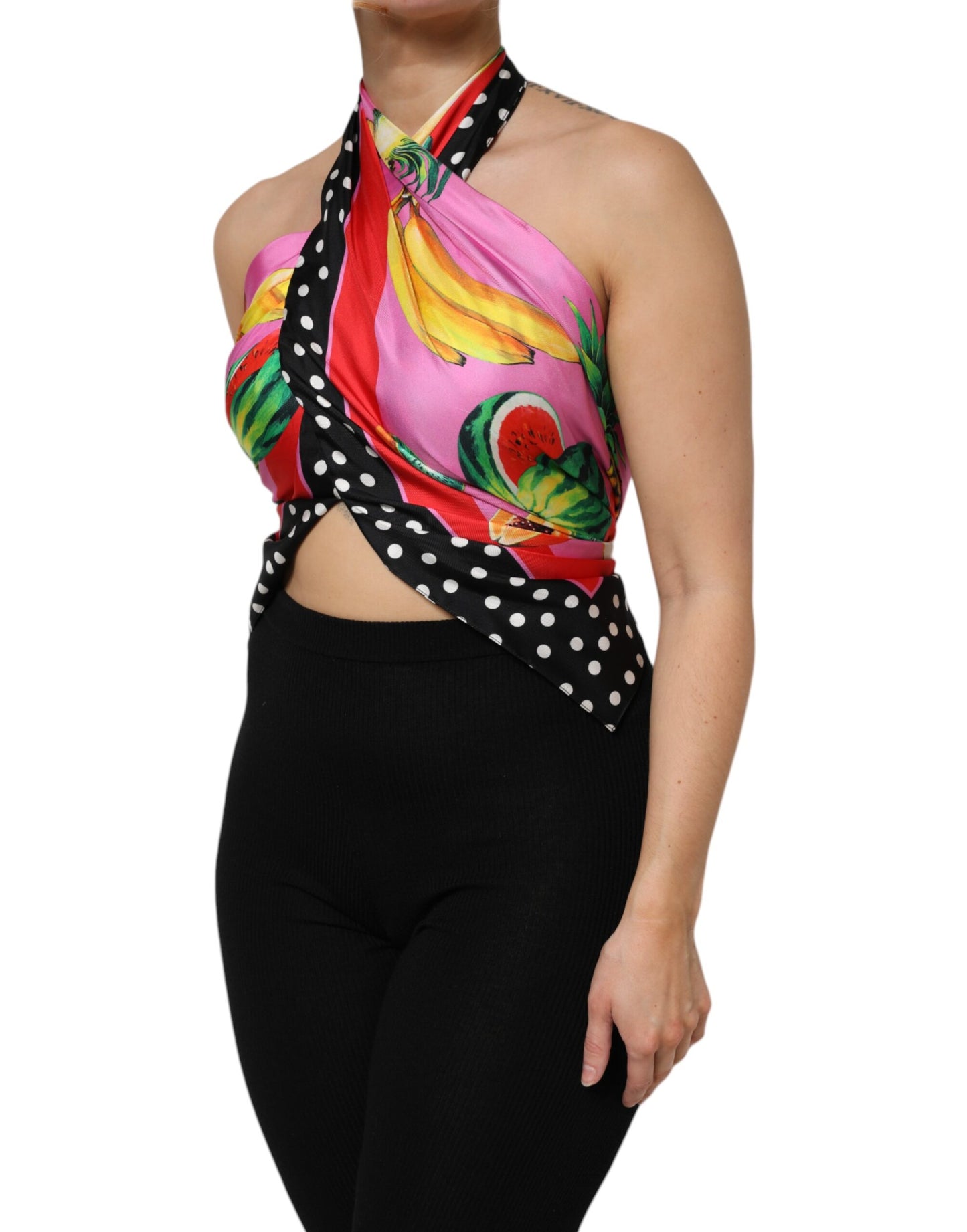 Dolce &amp; Gabbana – Mehrfarbiges Neckholder-Crop-Top für Party und Abend