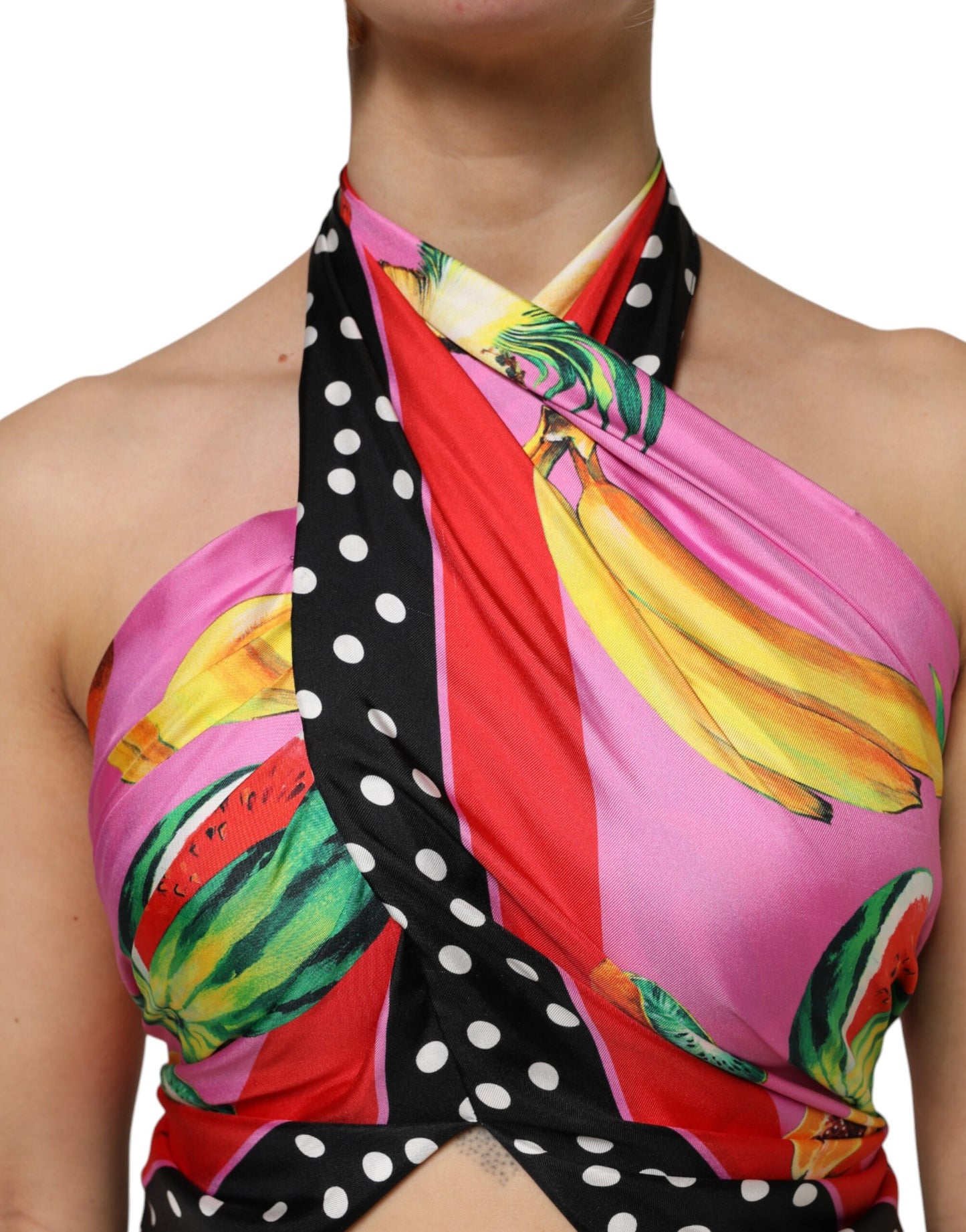 Dolce &amp; Gabbana – Mehrfarbiges Neckholder-Crop-Top für Party und Abend