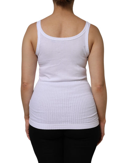 Dolce &amp; Gabbana Weißes ärmelloses Tanktop aus Baumwolle mit Rundhalsausschnitt