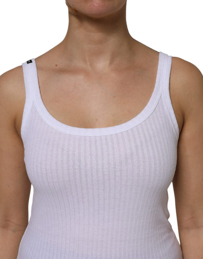 Dolce &amp; Gabbana Weißes ärmelloses Tanktop aus Baumwolle mit Rundhalsausschnitt