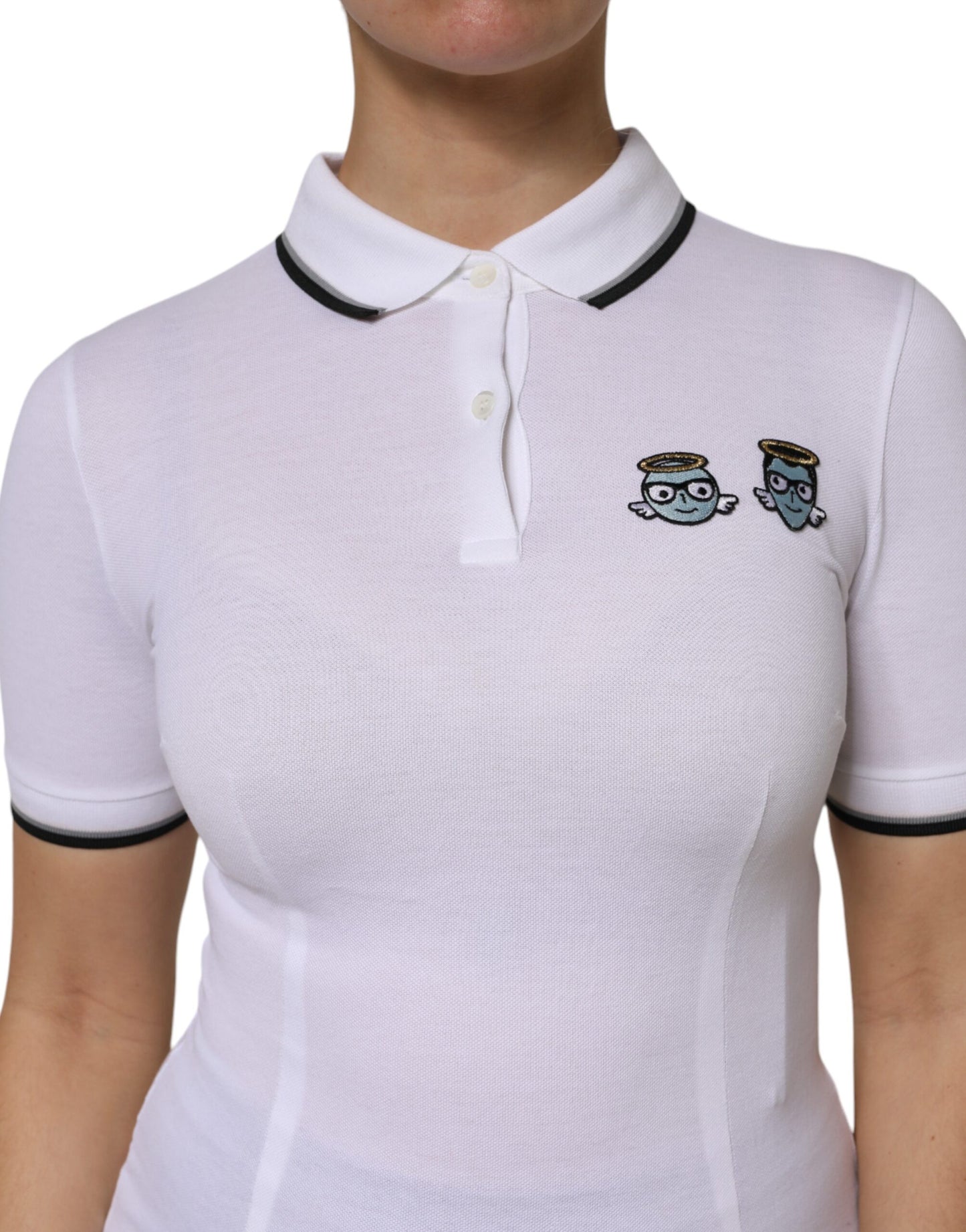 Dolce &amp; Gabbana – Weißes Poloshirt aus Baumwolle mit kurzen Ärmeln und Kragen