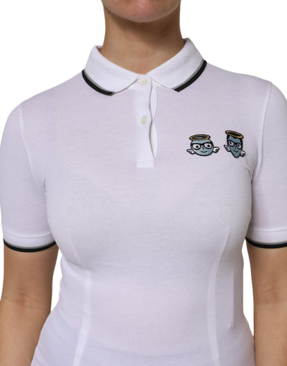 Dolce &amp; Gabbana – Weißes Poloshirt aus Baumwolle mit kurzen Ärmeln und Kragen