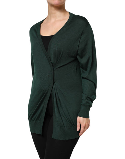 Dolce &amp; Gabbana Dunkelgrüner Cardigan aus Kaschmir und Seide
