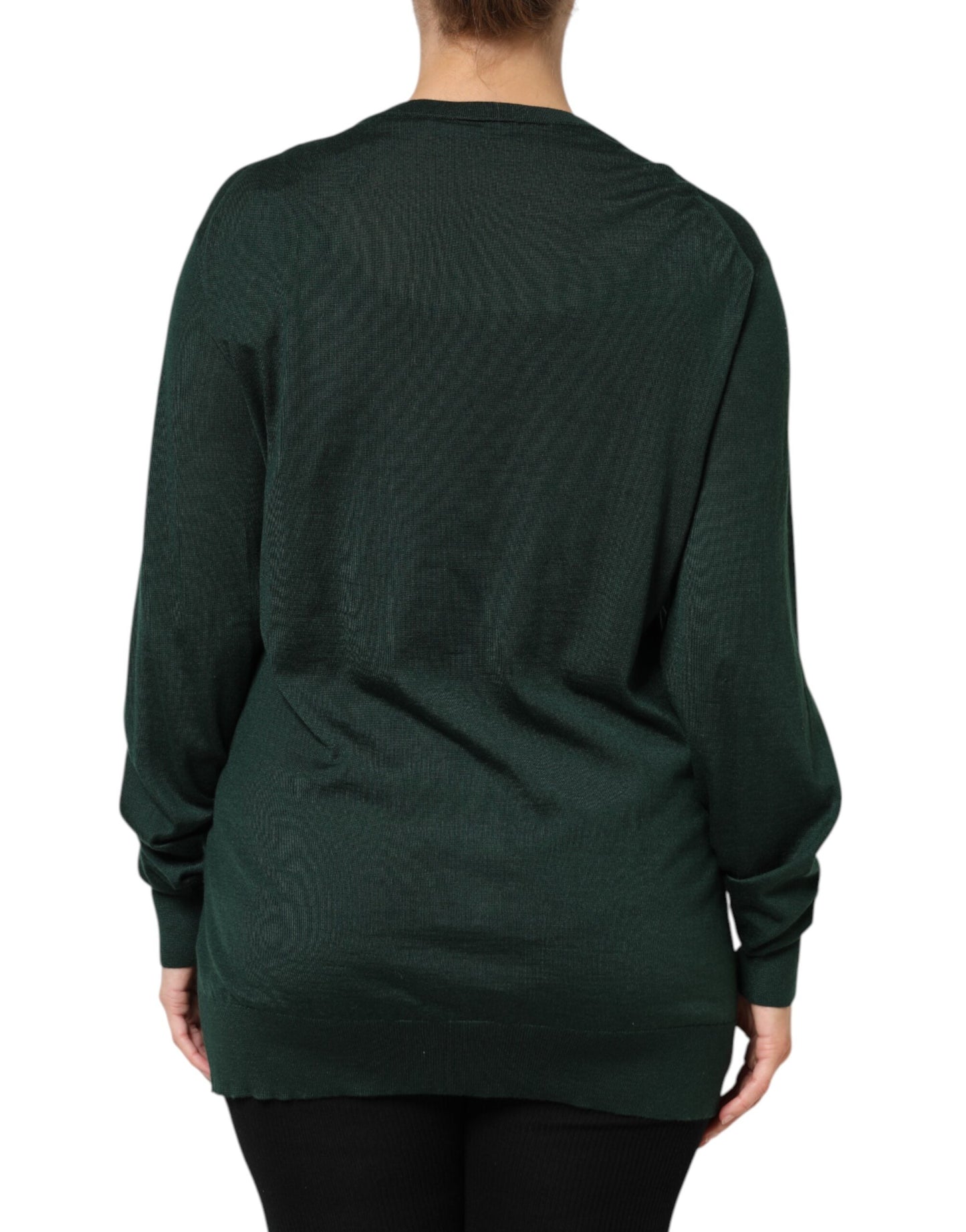 Dolce &amp; Gabbana Dunkelgrüner Cardigan aus Kaschmir und Seide