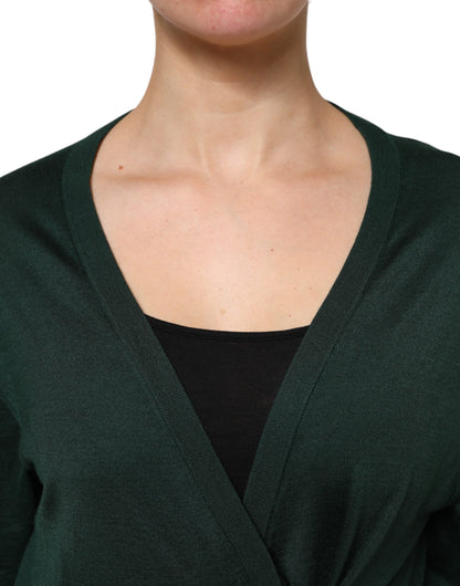 Dolce &amp; Gabbana Dunkelgrüner Cardigan aus Kaschmir und Seide