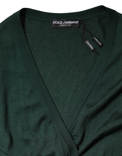 Dolce &amp; Gabbana Dunkelgrüner Cardigan aus Kaschmir und Seide