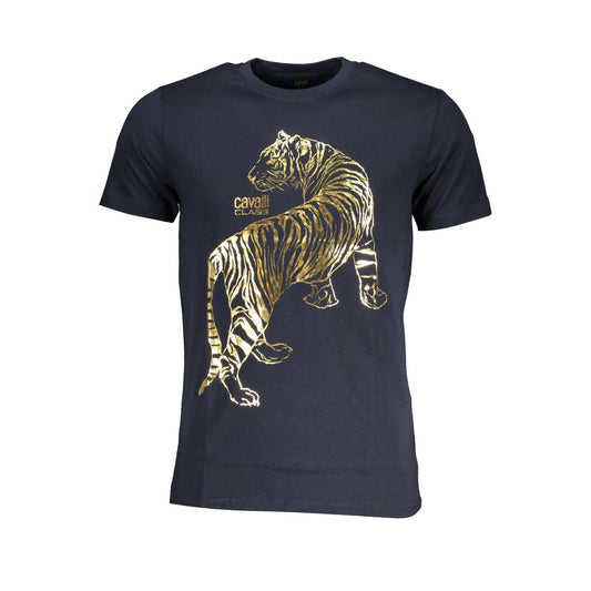 Blaues Baumwoll-T-Shirt der Cavalli-Klasse
