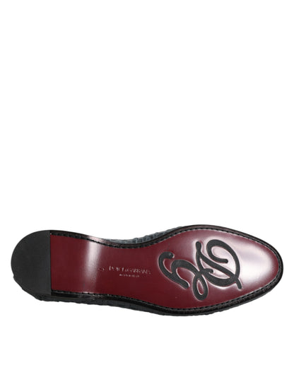 Dolce &amp; Gabbana Blue Woven Leather Slip On Loafers Shoes