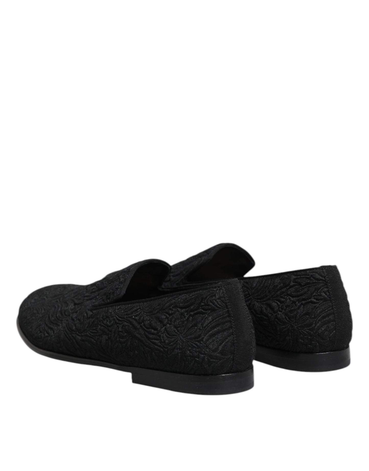 Dolce &amp; Gabbana Black Jacquard Slip On Loafers Formal Shoes