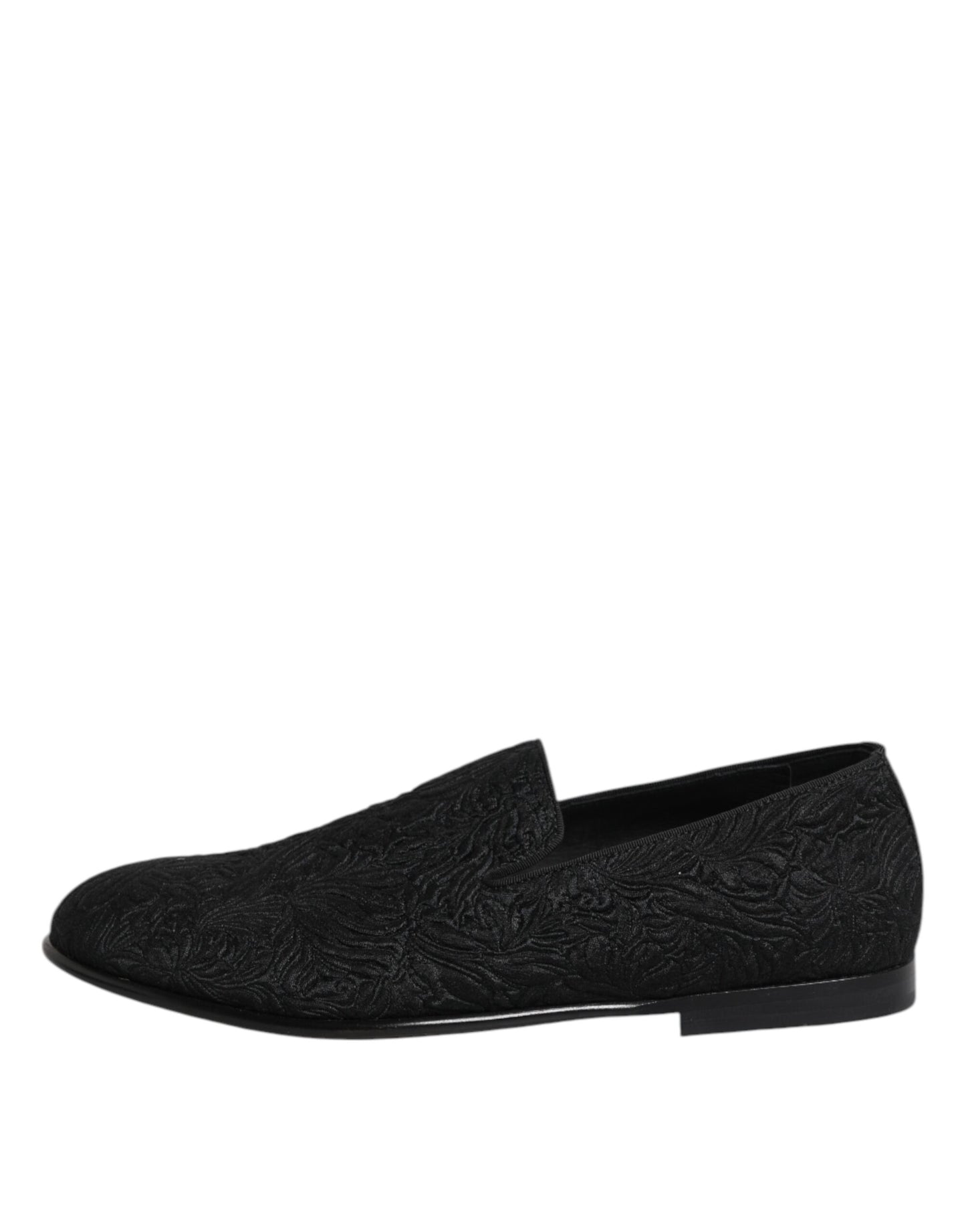 Dolce &amp; Gabbana Black Jacquard Slip On Loafers Formal Shoes