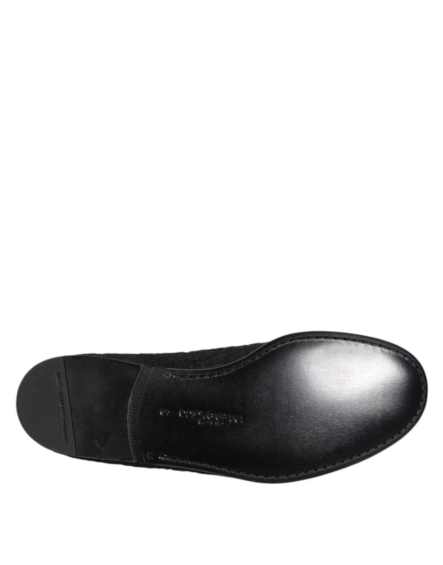 Dolce &amp; Gabbana Black Jacquard Slip On Loafers Formal Shoes