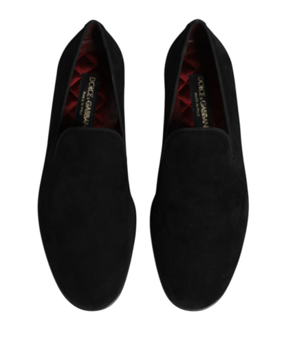 Dolce &amp; Gabbana Black Suede Slip On Loafers Formal Shoes