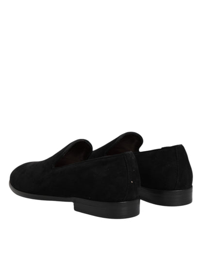 Dolce &amp; Gabbana Black Suede Slip On Loafers Formal Shoes