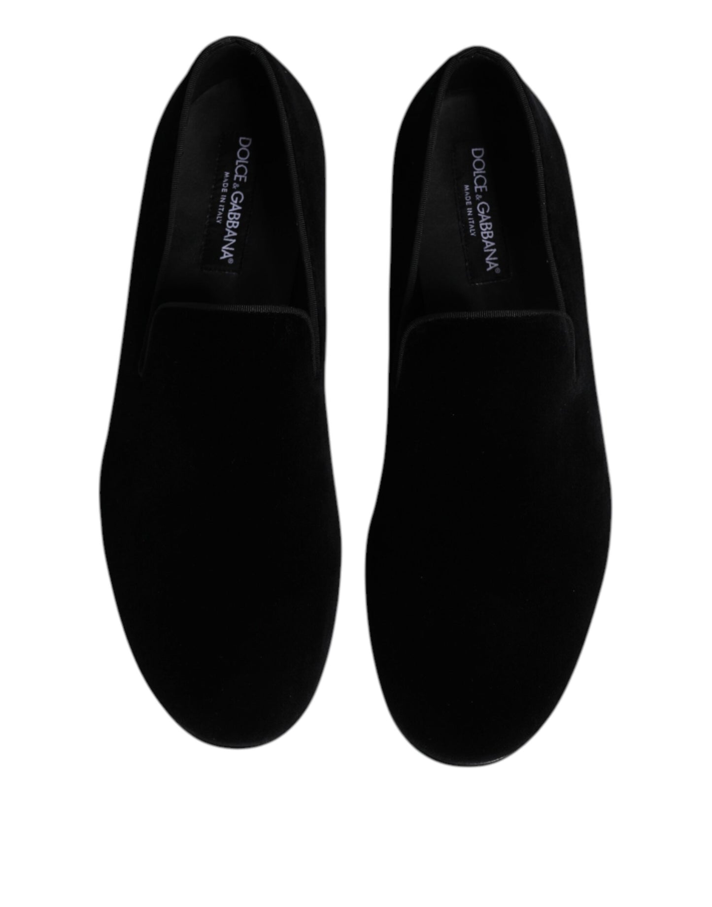 Dolce &amp; Gabbana Black Velvet Slip On Loafers Formal Shoes
