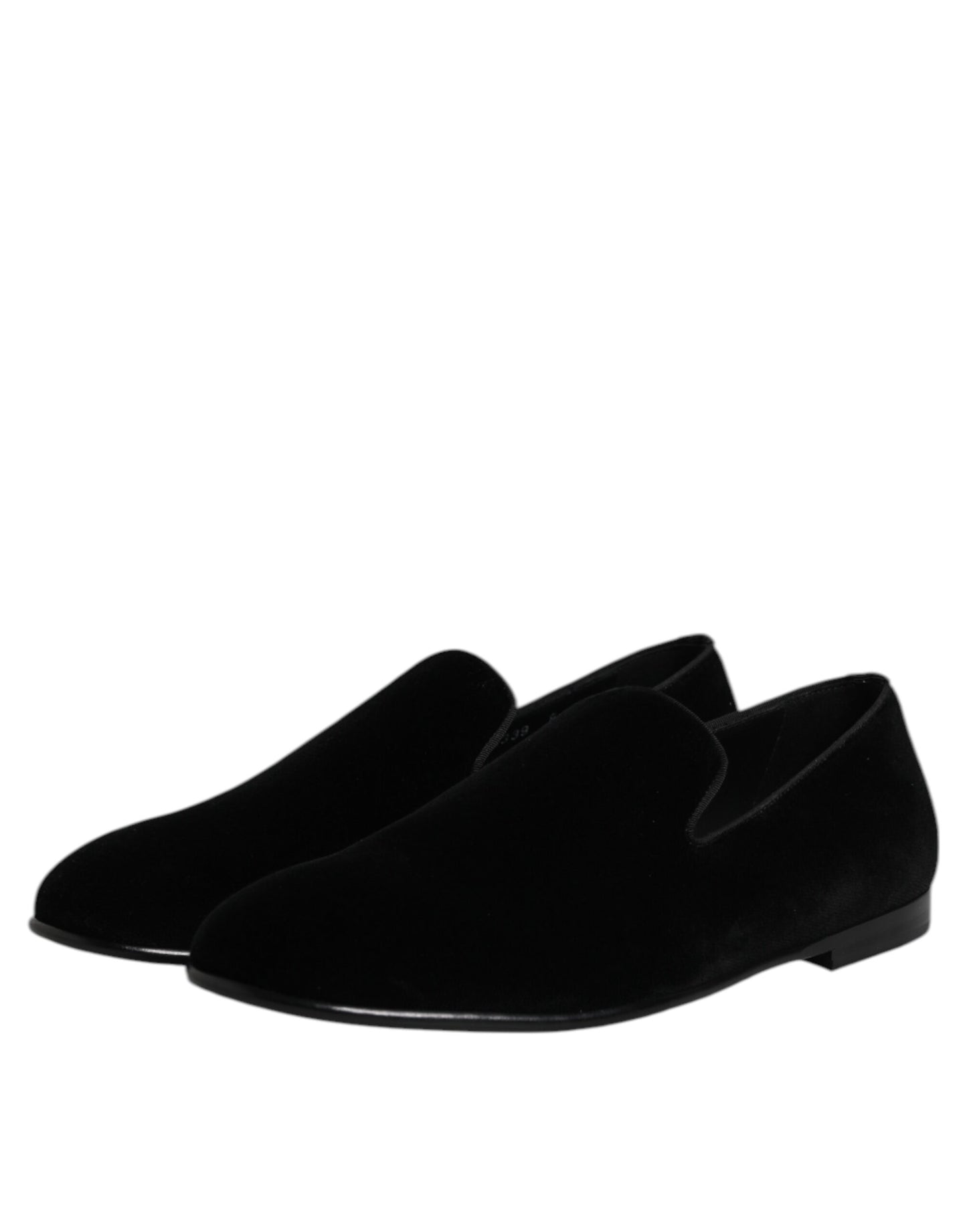 Dolce &amp; Gabbana Black Velvet Slip On Loafers Formal Shoes
