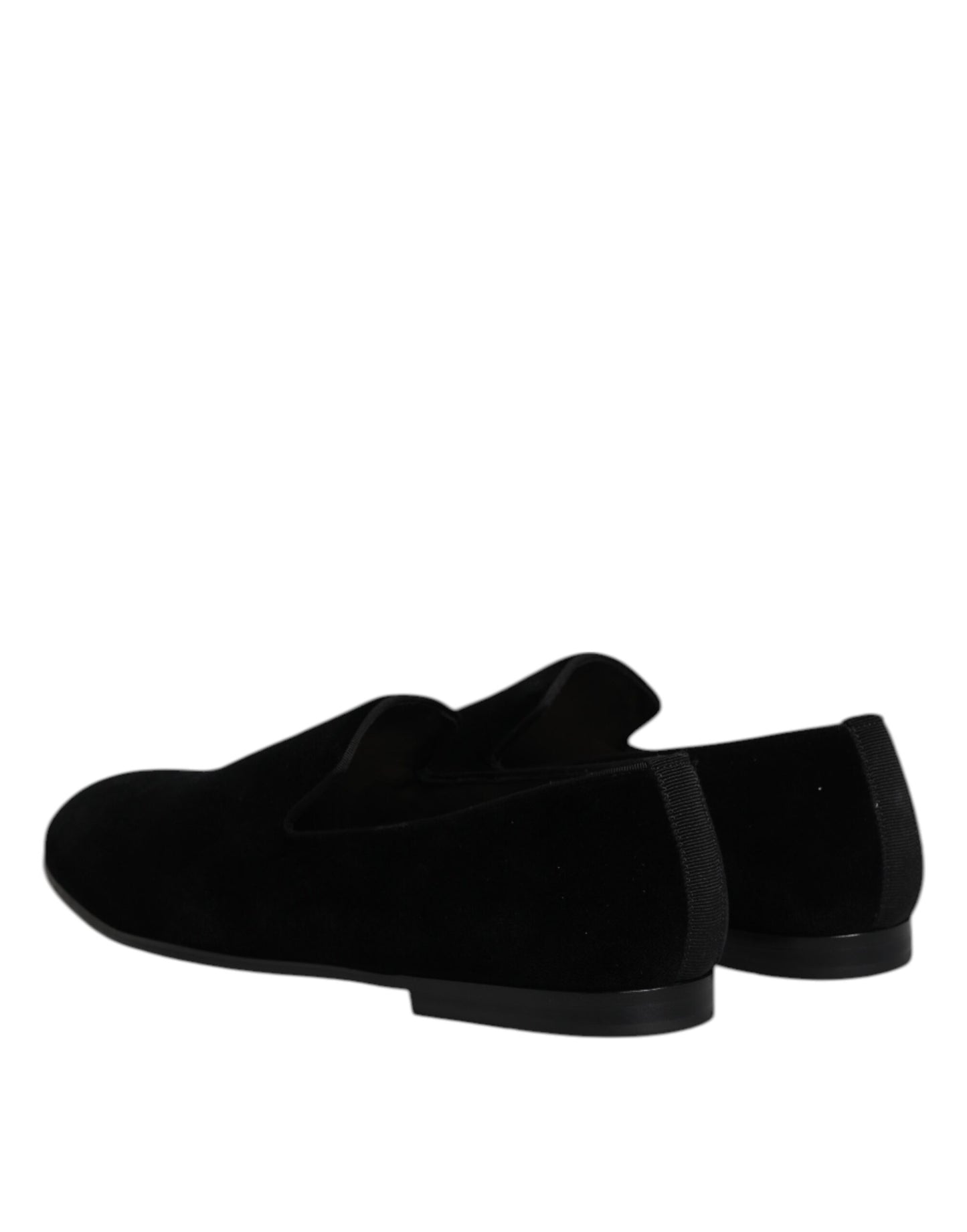 Dolce &amp; Gabbana Black Velvet Slip On Loafers Formal Shoes