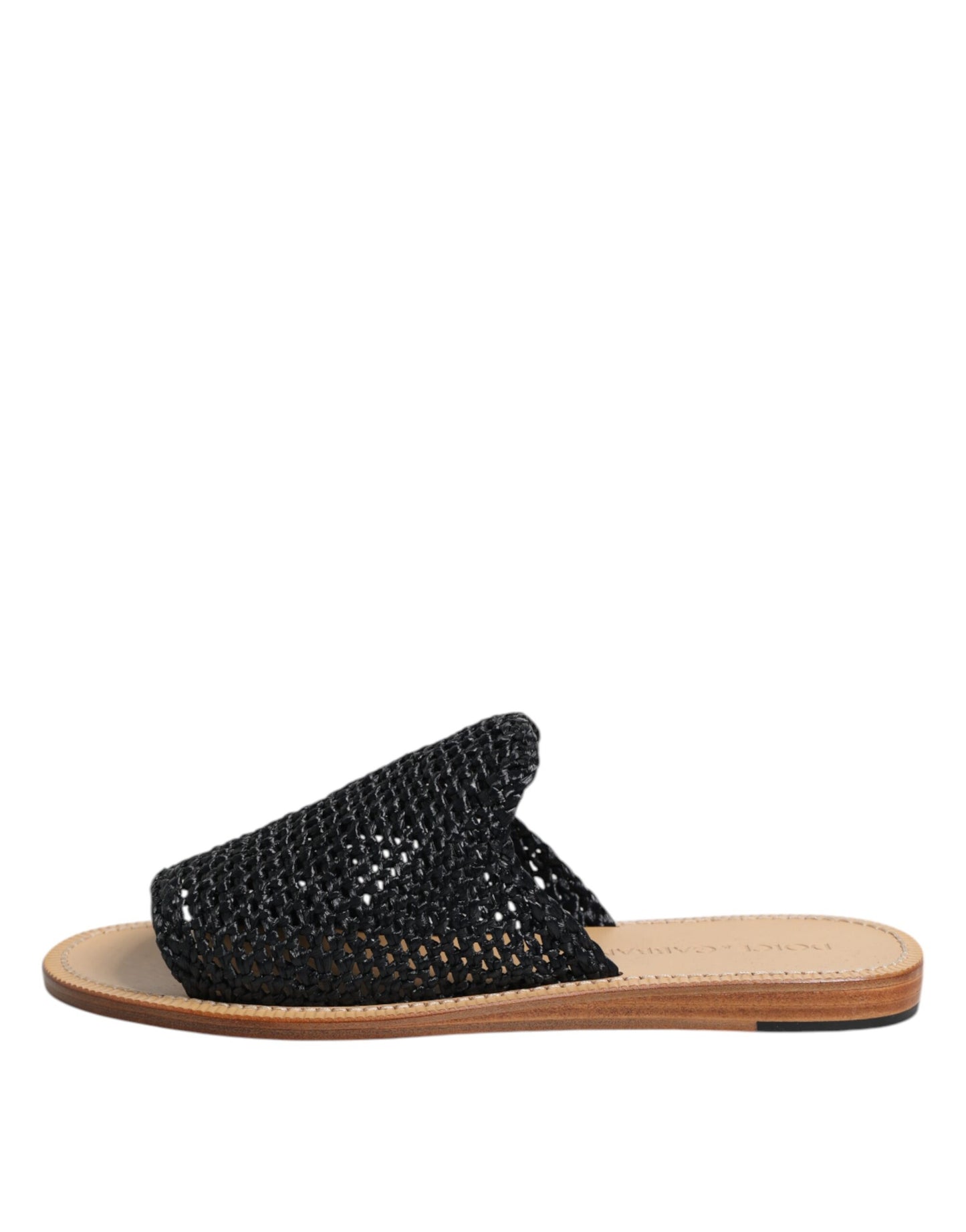 Dolce &amp; Gabbana – Schwarze, einfarbige Slider-Schuhe aus geflochtenem Bast