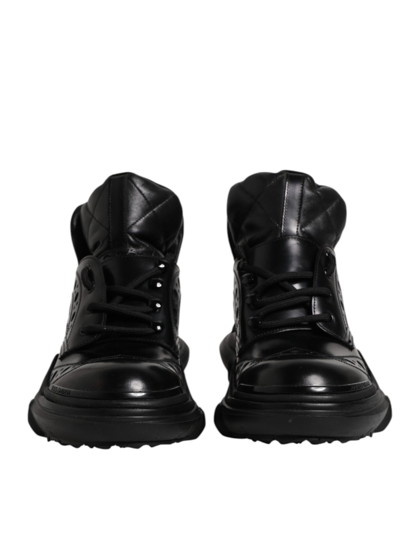 Dolce &amp; Gabbana Black Leather Casual Mens Ankle Boots Shoes