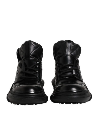 Dolce &amp; Gabbana Black Leather Casual Mens Ankle Boots Shoes