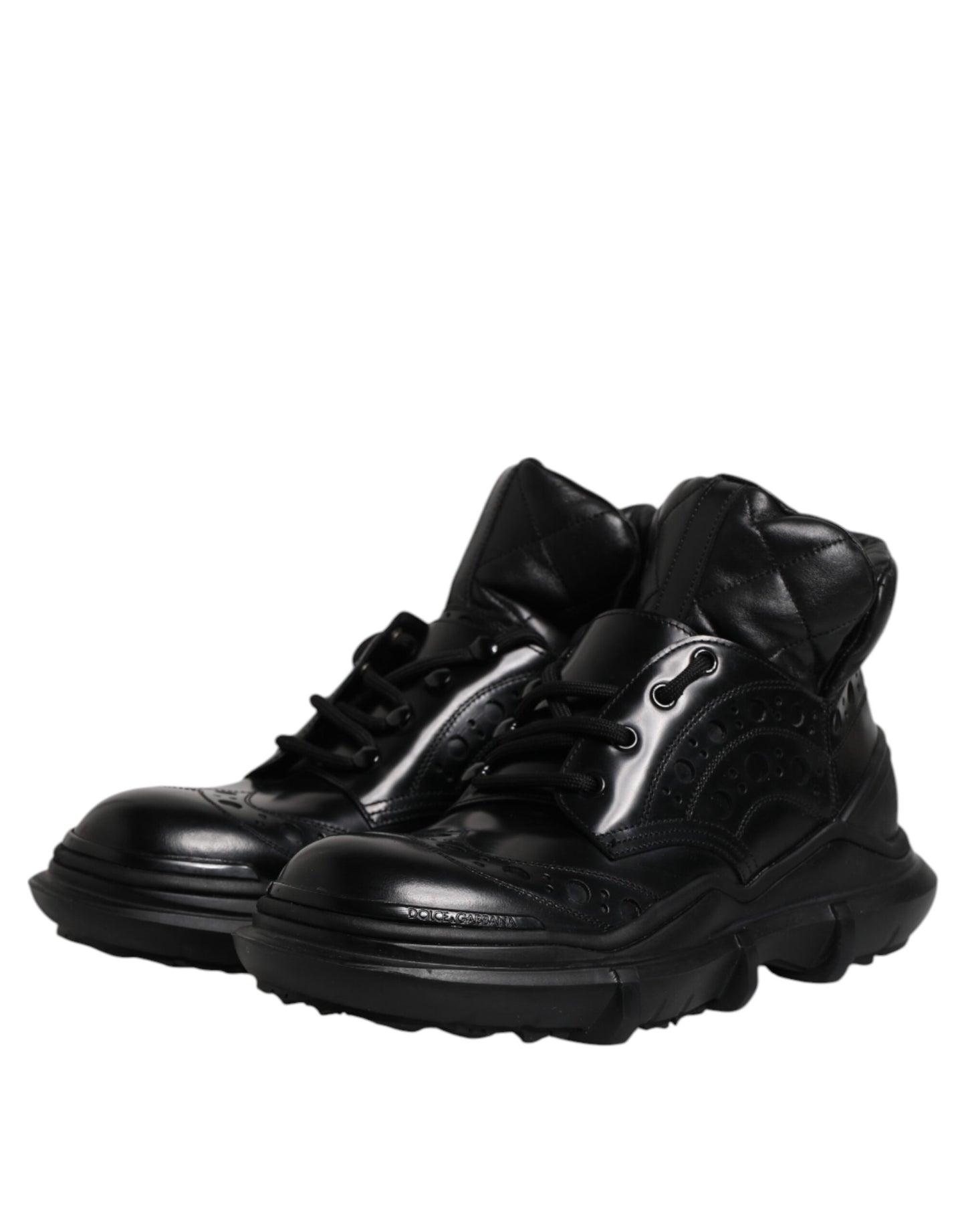 Dolce &amp; Gabbana Black Leather Casual Mens Ankle Boots Shoes