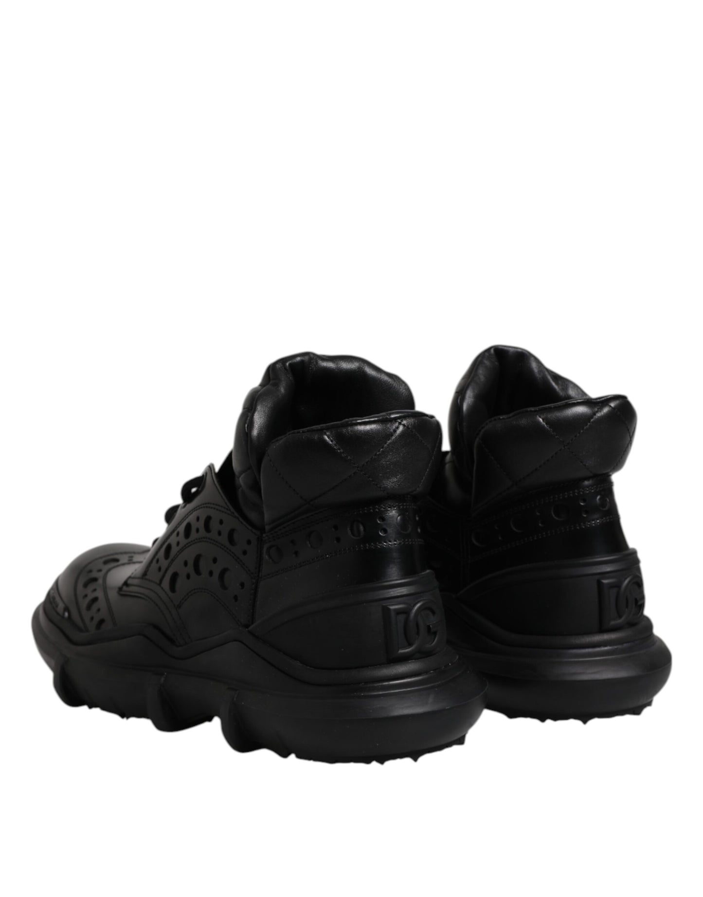 Dolce &amp; Gabbana Black Leather Casual Mens Ankle Boots Shoes