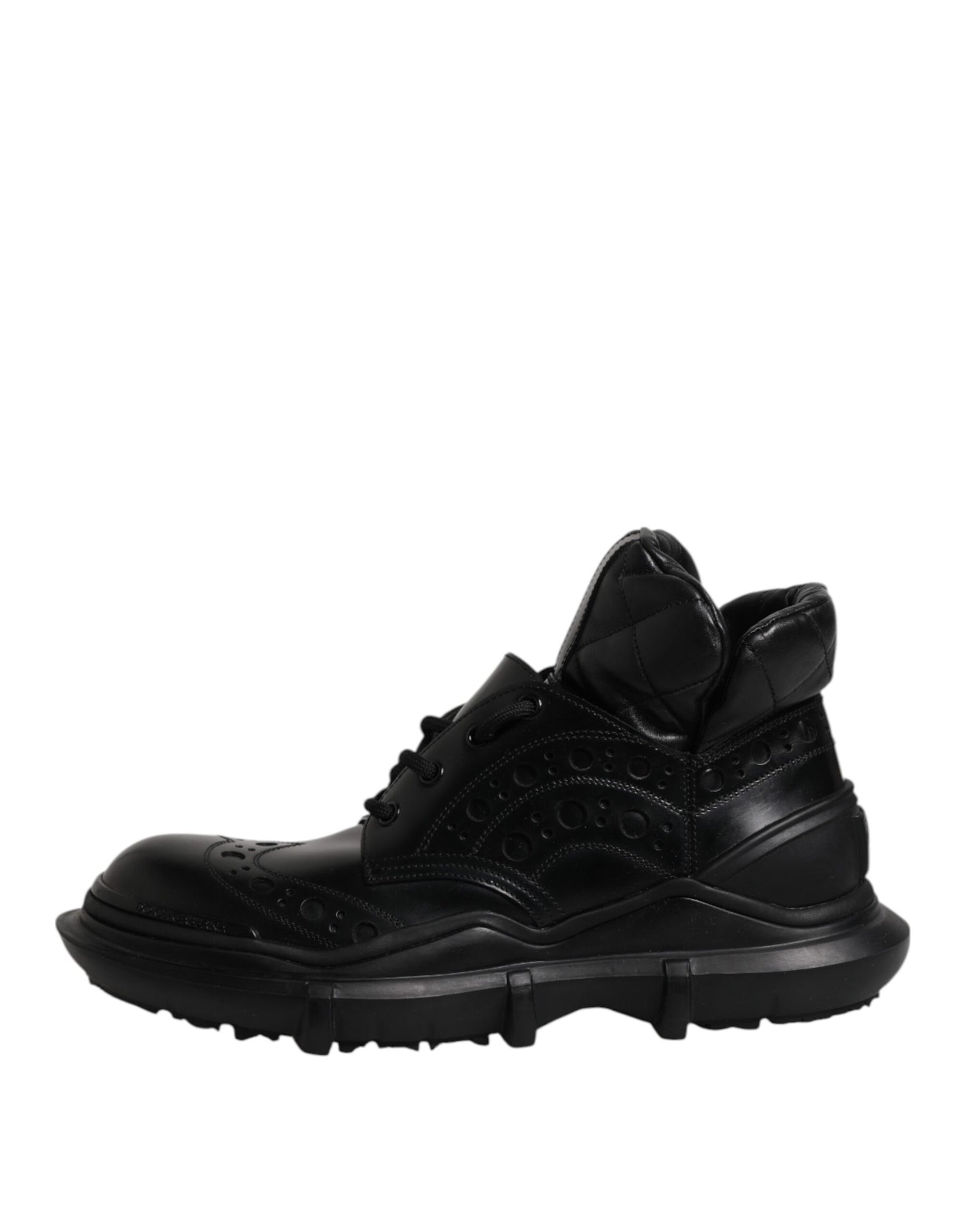 Dolce &amp; Gabbana Black Leather Casual Mens Ankle Boots Shoes