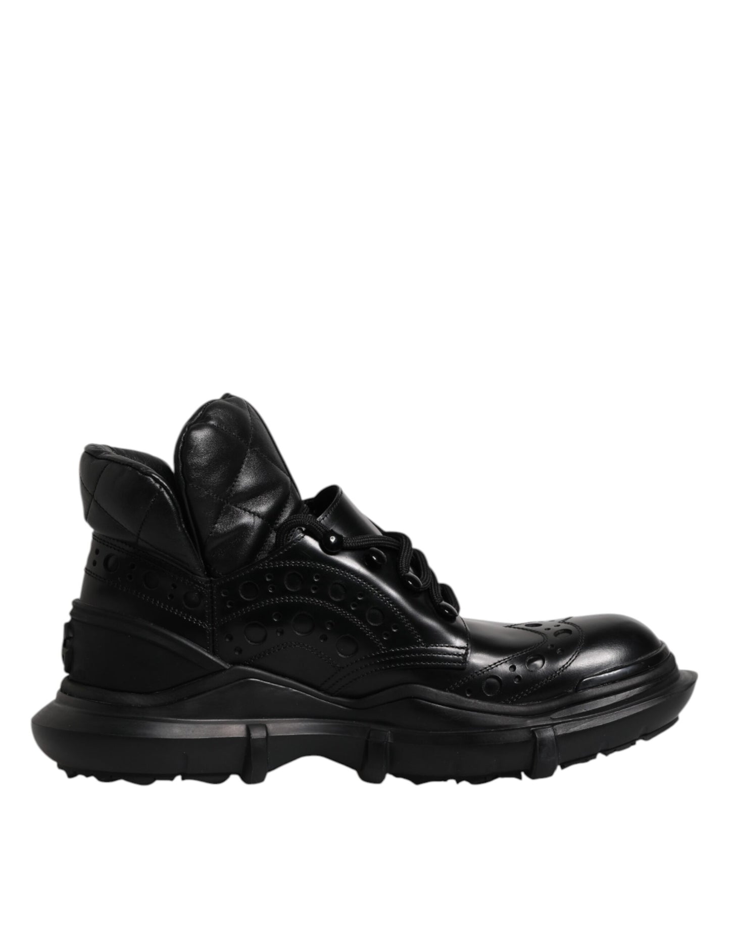Dolce &amp; Gabbana Black Leather Casual Mens Ankle Boots Shoes