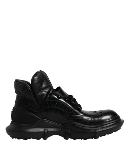 Dolce &amp; Gabbana Black Leather Casual Mens Ankle Boots Shoes