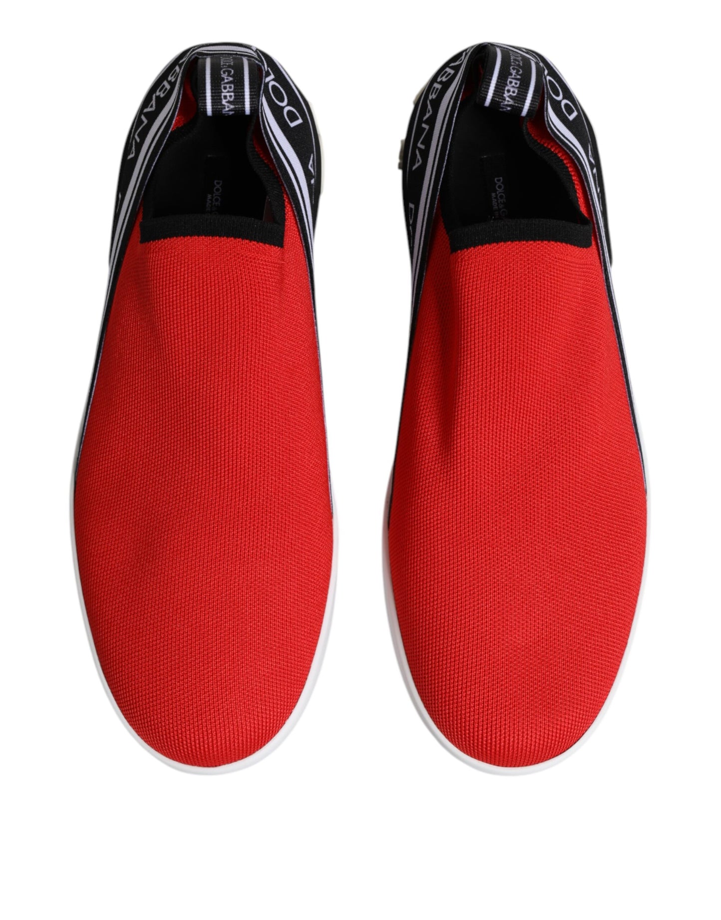 Dolce &amp; Gabbana Red Logo Low Top Slip On Men Sneakers Shoes