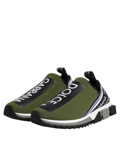 Dolce &amp; Gabbana Grün Schwarz Slip On Sorrento Sneakers Schuhe