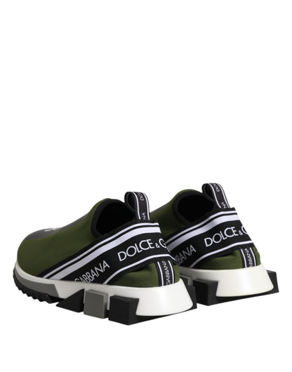 Dolce &amp; Gabbana Grün Schwarz Slip On Sorrento Sneakers Schuhe